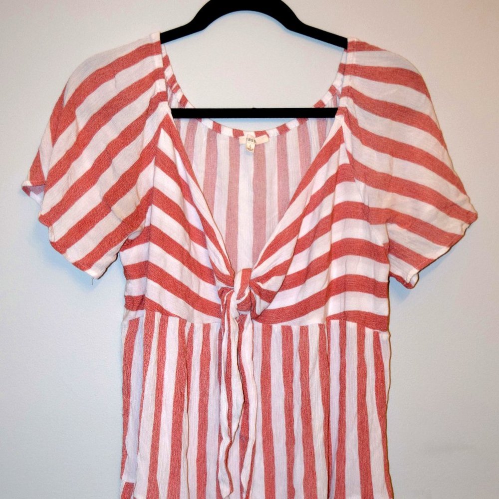 Easel Women's Tunic - coral stripes Sz L